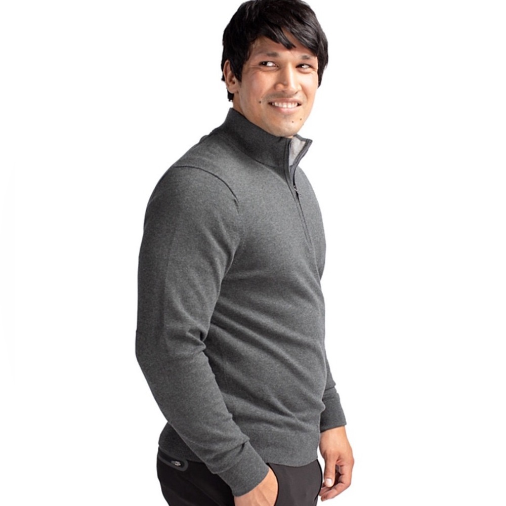 Cutter & Buck Lakemont Tri-Blend Mens Quarter Zip Pullover Sweater